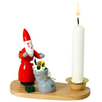 Kerzenhalter Weihnachtsmann auf Sockel