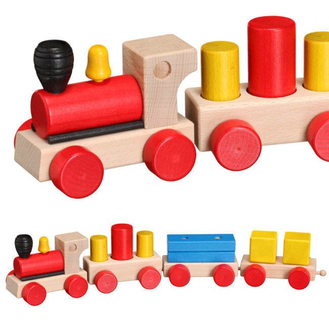 Eisenbahn aus Holz bunt